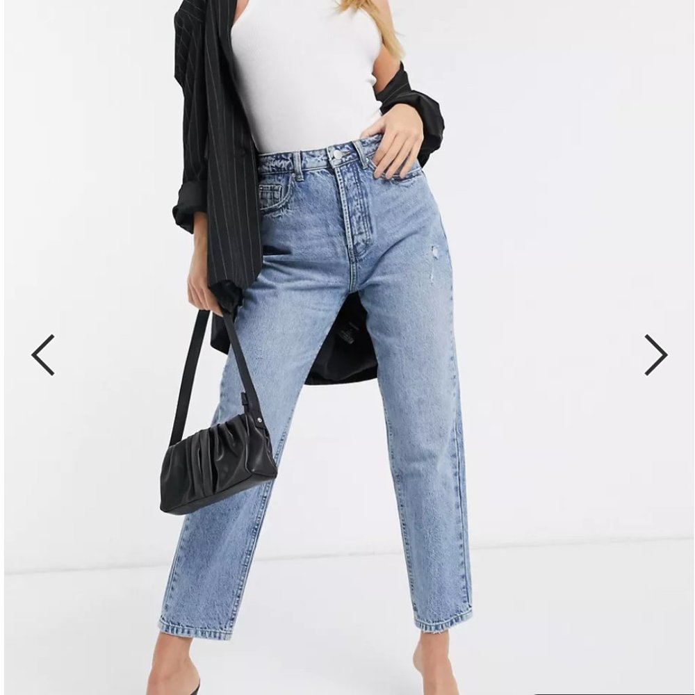 Stradivarius cotton mom fit vintage jeans in light wash